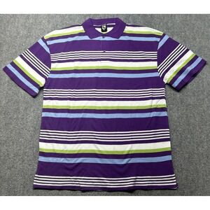Regal Wear Polo Shirt Mens L Multicolor Striped 90's Y2K Short Sleeve Cotton VTG